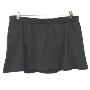 Cacique Swim Skirt Womens 16 Black Slitted Attached Briefs Swim Bottoms New